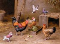 Edgar Hunt - Chickens In A Farmyard